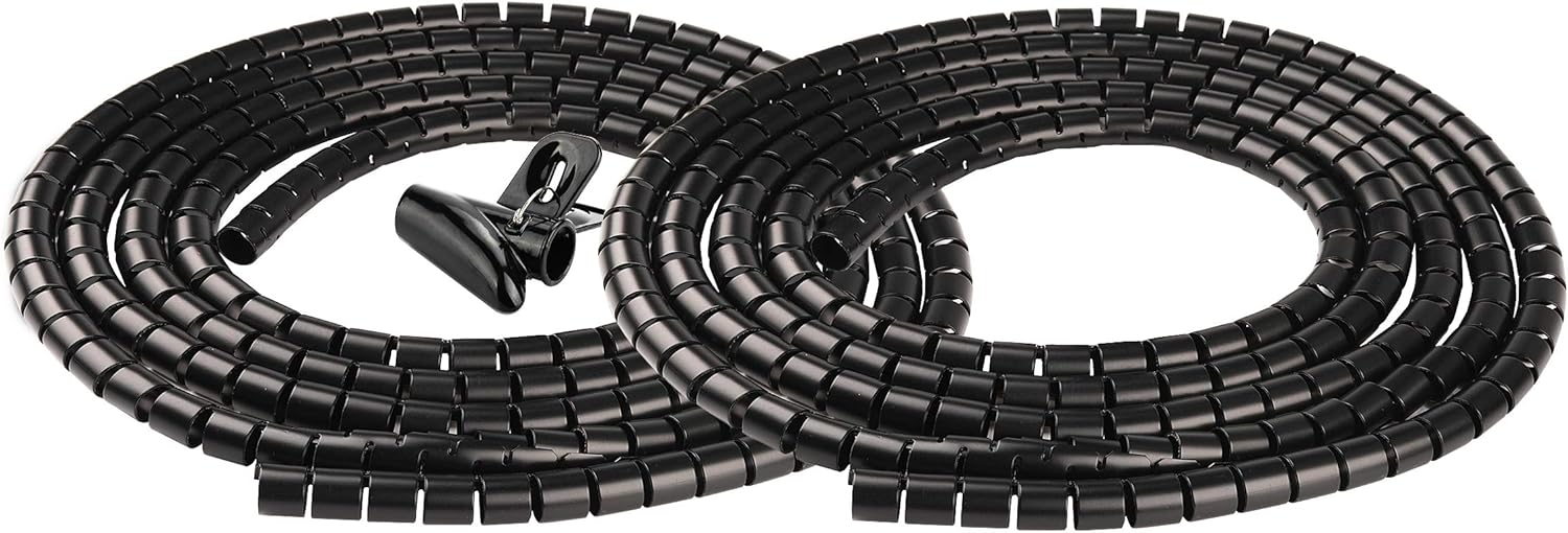 Cable Sleeve Organizer 19.7ft Cord Wire Wrap Coiled Tube Sleeve Cable Management Sleeve for Home Office PC TV Black