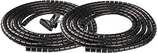 Miniatura 12 de Funda organizadora de cables de 118 pulgadas, manga de tubo en espiral para gestión de cables para oficina en casa, PC, TV, color negro Negro