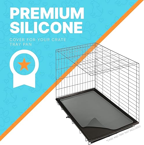 Miniatura 6 de Skywin Alfombrilla de silicona para jaula de perro de repuesto para mascotas, bandeja de 28 x 42 pulgadas, compatible con jaula de perro Midwest,