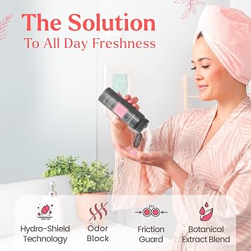 Chassis Her Talc-Free Body Powder with Hydro-Shield Technology, Unscented Feminine Corn Starch Powder for Women, Sweat and Odor Control