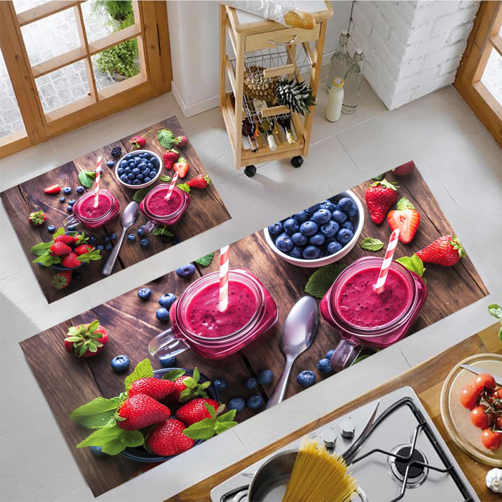 Tapis de cuisine antidérapants absorbe l'eau et l'huile tapis de porte entrée