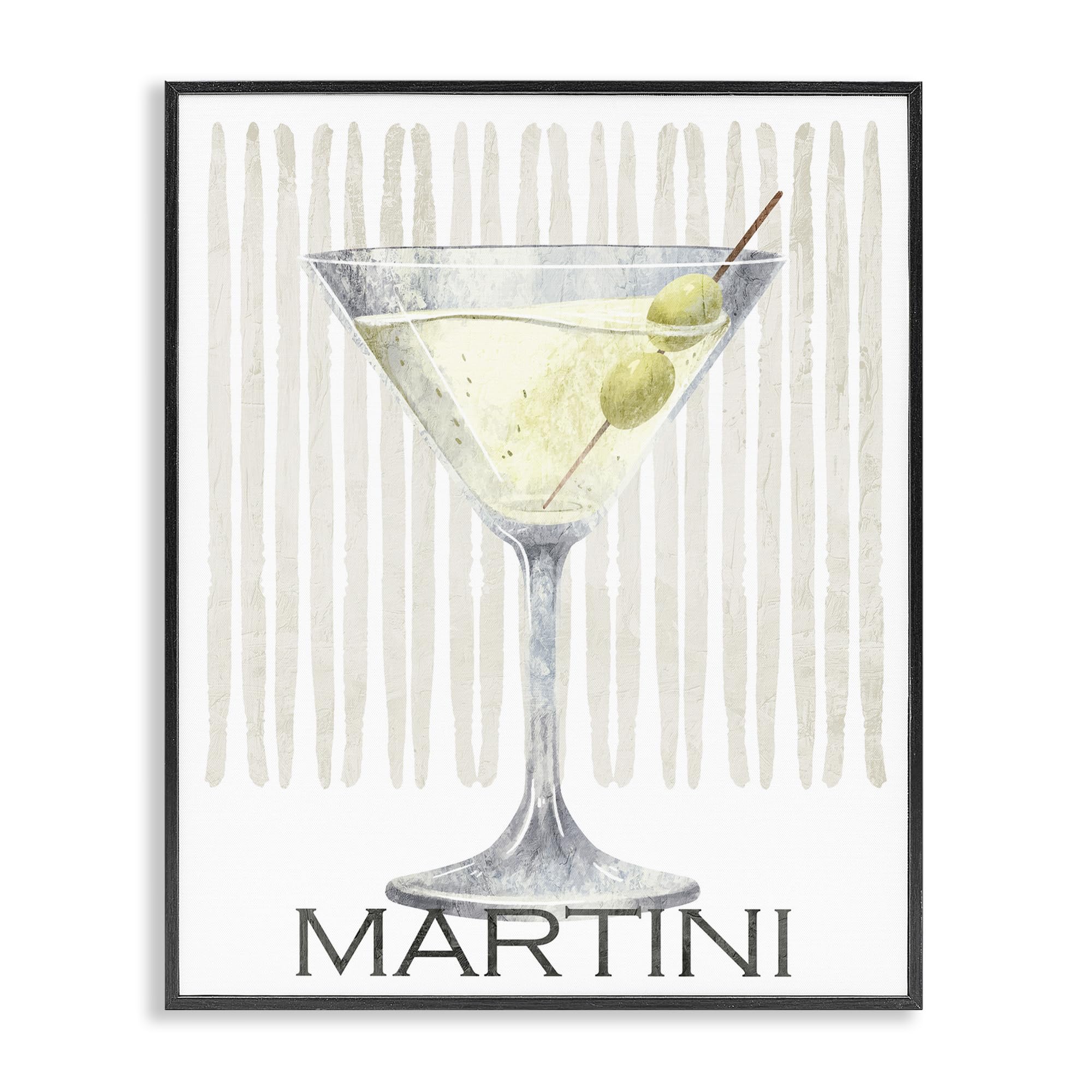Stupell Industries Midnight Black (Textured) 'Subtle Martini Drink'| Framed Giclee Art