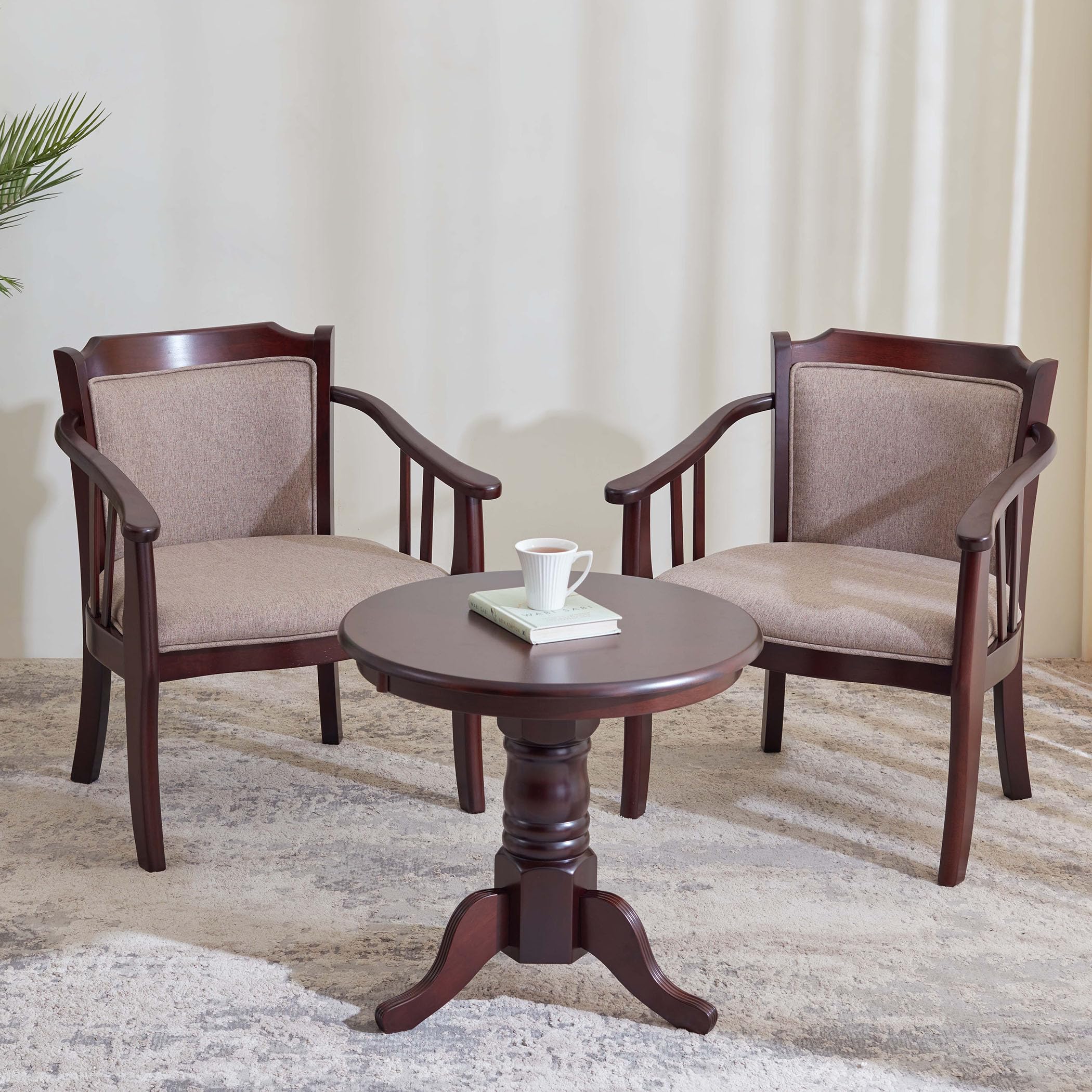 Home Centre Anton Solid Wood 2-Seater Tea Set - Brown