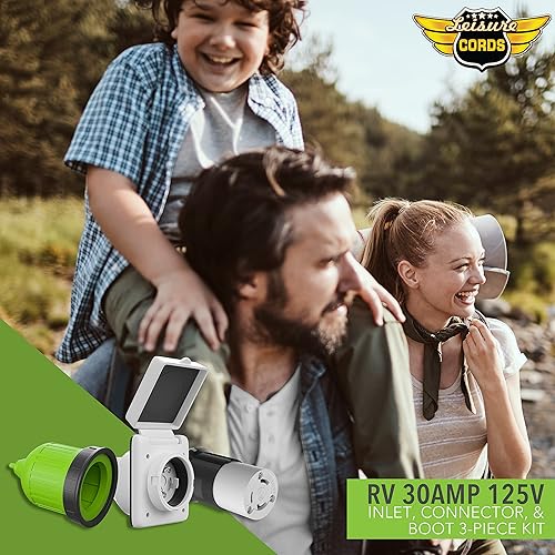 Miniatura 9 de Leisure Cords - Cable de alimentación de 30 amperios, entrada de cable de alimentación marina, conector de bloqueo giratorio hembra, kit de arranque