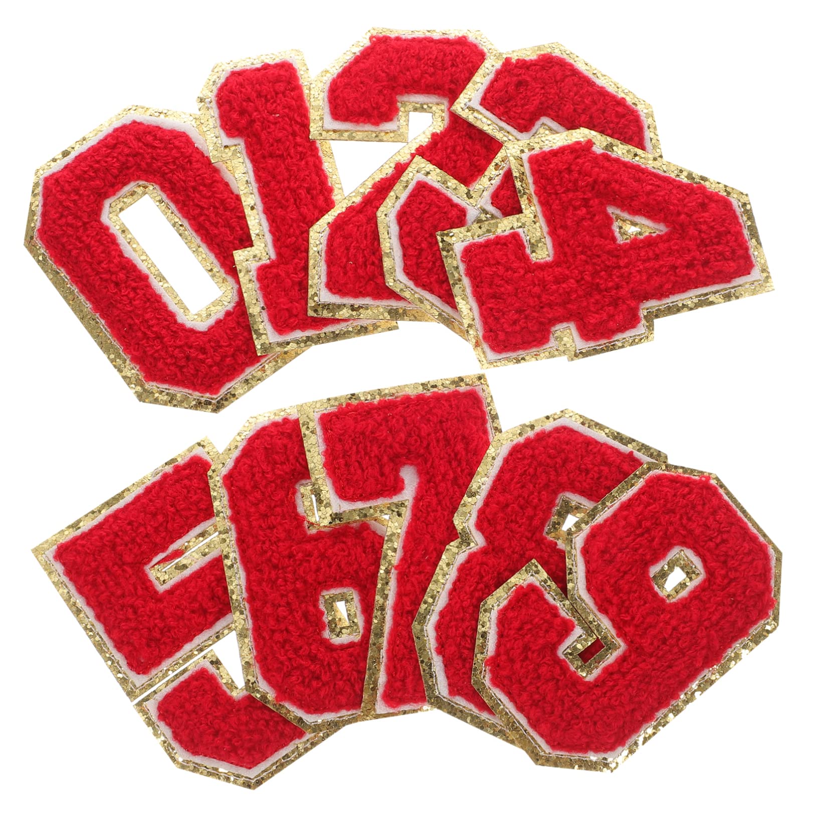 Operitacx 100 Pièces Patch Numérique Patchs De Réparation Décoratifs Accessoire De Vêtements Brodés Coudre Des Patchs Numérotés De Vêtements Numérotés ments Orne Polyester Rouge