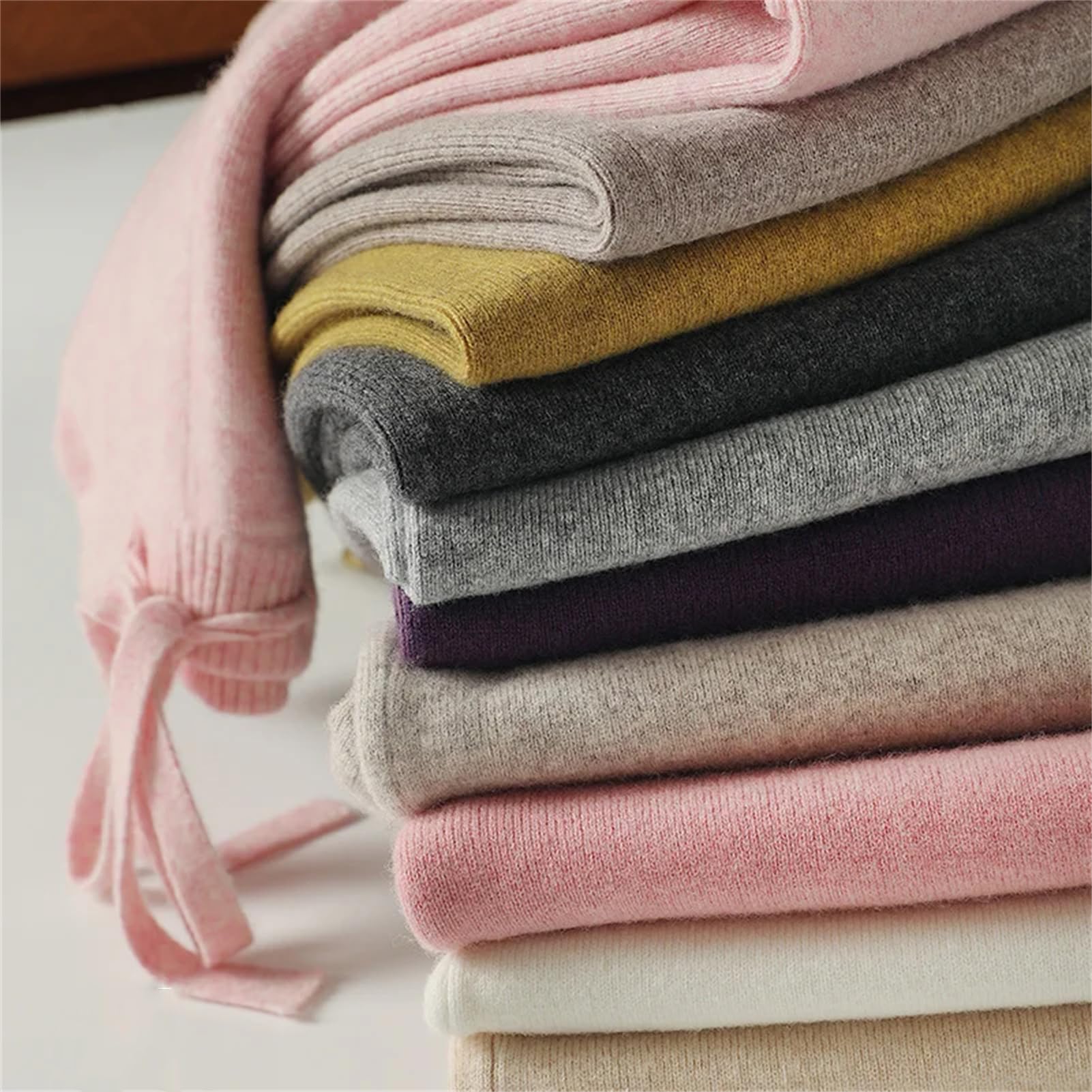 Pantaloni invernali da donna a vita alta in lana a gamba larga pantaloni a maglia morbida morbida e calda pantaloni della tuta elastici in vita