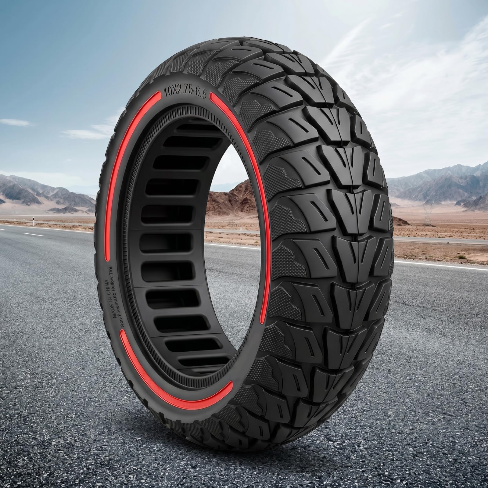 10 pneumatici in gomma piena da 2,75-6,5 per Kukirin G2/G3/M4 Max Roller (rosso, 2 pezzi) | Pneumatici anteriori e posteriori 10 pollici Honeycomb Solid per Kukirin G2 Master 2025/G2 Ultra/Urban Glide ECross