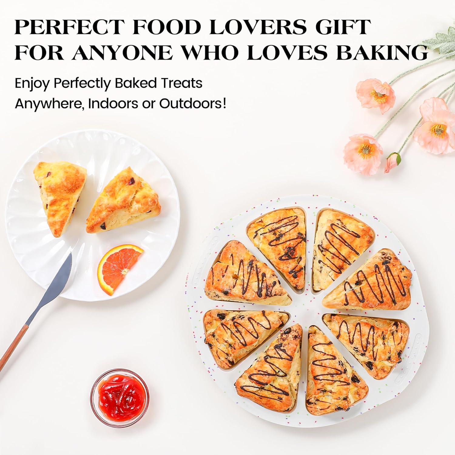 Silicone Scone Pan with Metal Reinforced Frame, 8-Cavity Non-Stick Food-Grade Mini Scone Pans for Baking, BPA free