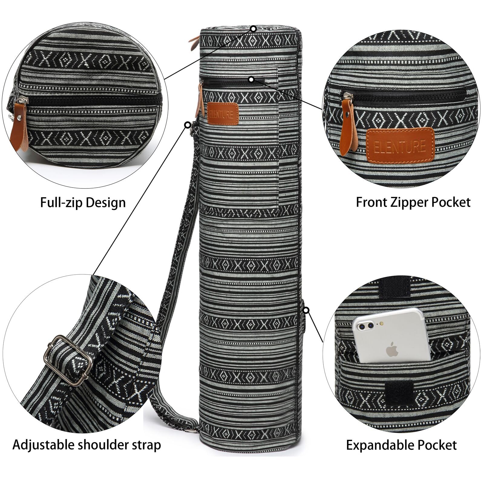 Sac de Transport pour Tapis de Yoga, Sac de Transport pour Tapis de Yoga avec Poches de Rangement Multifonctions et bandoulière réglable