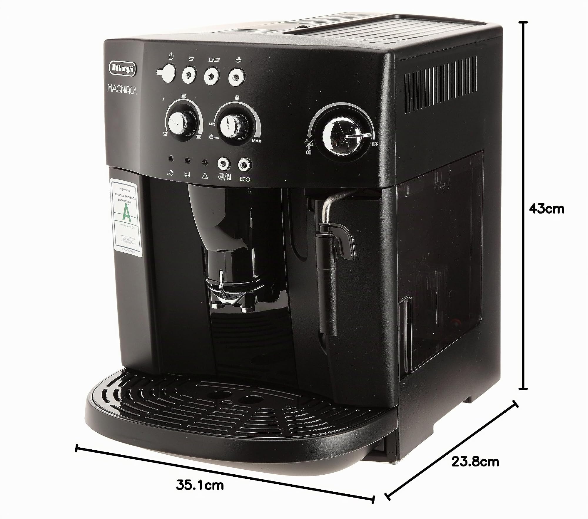 De'Longhi Magnifica S ECAM22.140.B, Máquina de Café en Grano Automática con Recetas, Panel de Control Simple, Aroma y Cantidad Personalizables, Espumador Manual de Leche, Botón para 2 Tazas, Negro