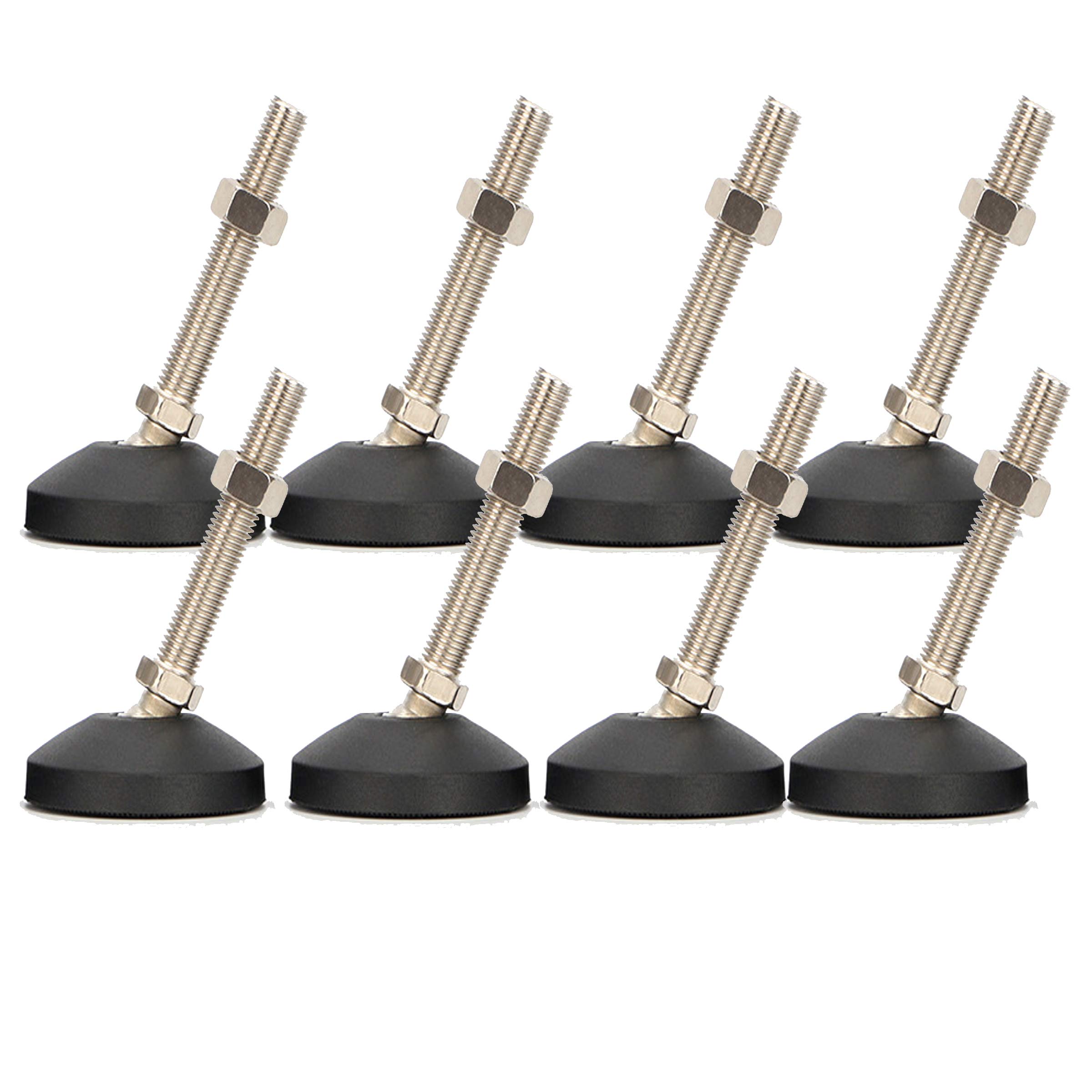 Drenky 8Pz M10x50 Regolabile in altezza piedini per mobili macchinari per mobili di medie dimensioni con filettatura maschio, piedini di livellamento con dadi a T e dadi, base in plastica antiscivolo