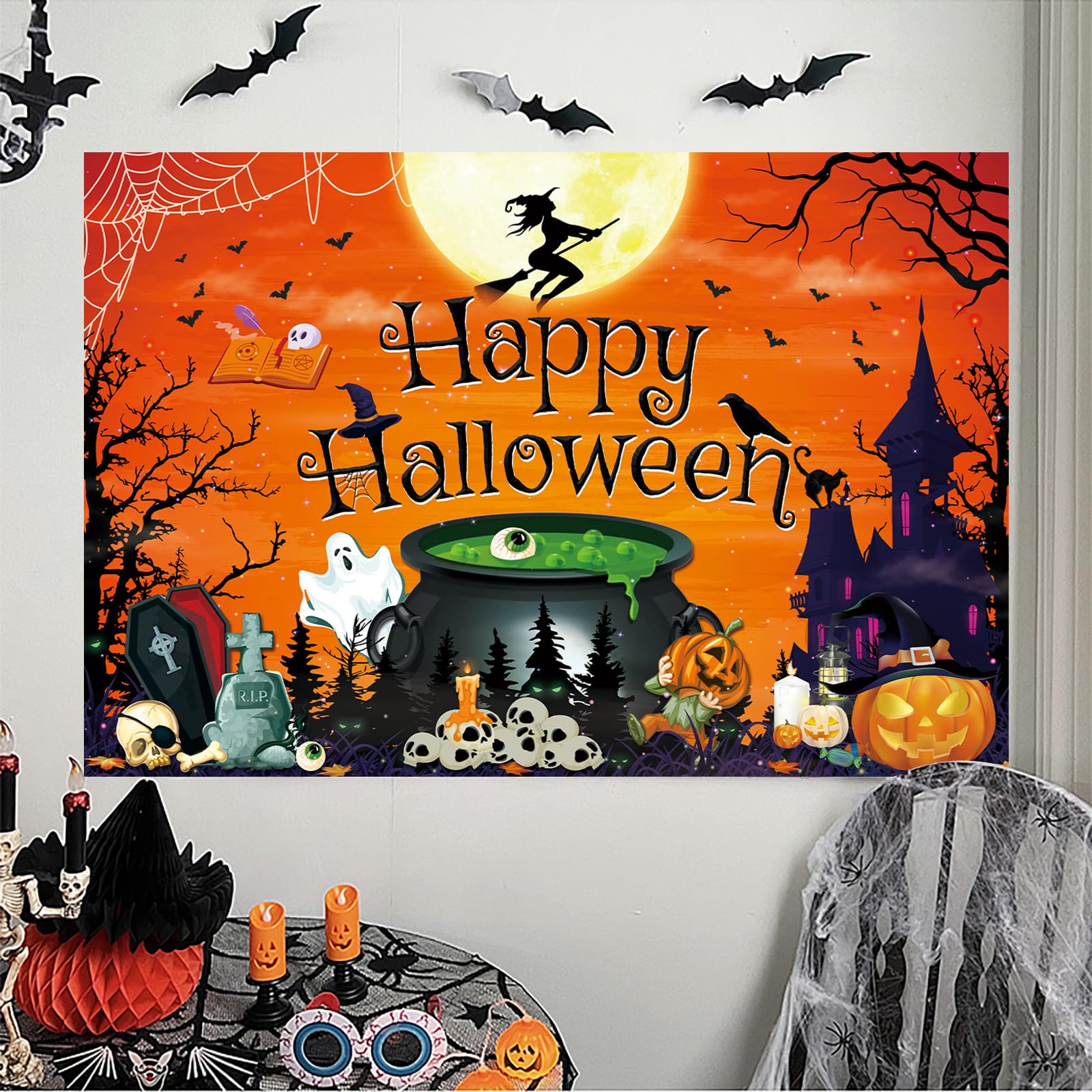 Amazon.co.jp: Mosasa ハロウィン 特大 タペストリー 壁掛け