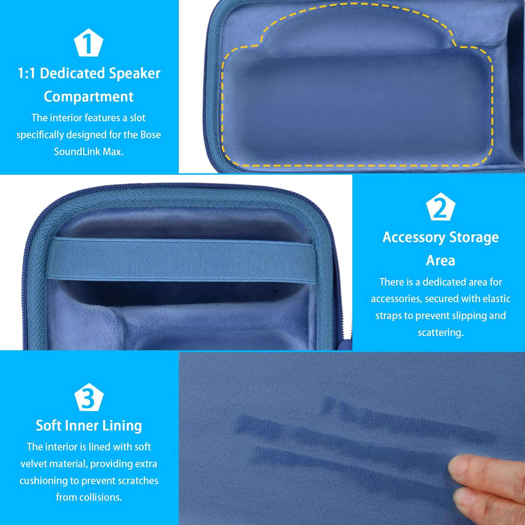 co2CREA Duro Viajar Caja Estuche Funda para Altavoz Bluetooth Bose SoundLink MAX portátil (Funda Solo,Case Only)