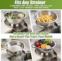 Vista 5 de Palksky Colander and Strainer Self Drainer Base Plate Stainless Steel for Kitchen, Metal Countertop Draining Tray for Pasta Rice Noodle Fruit Veggie