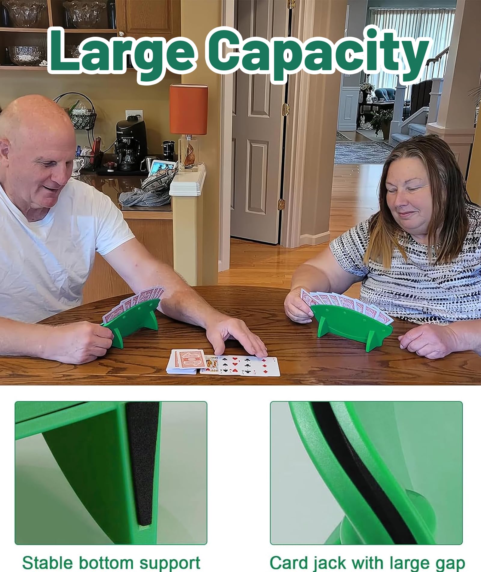 2PCS Playing Cards Holder, Green Card Holders for Hands-Free Gameplay, Portable Card Stand for Poker Set, Family Game Nights, Social Events and Travel, Durable Design for Long Gaming Sessions 4