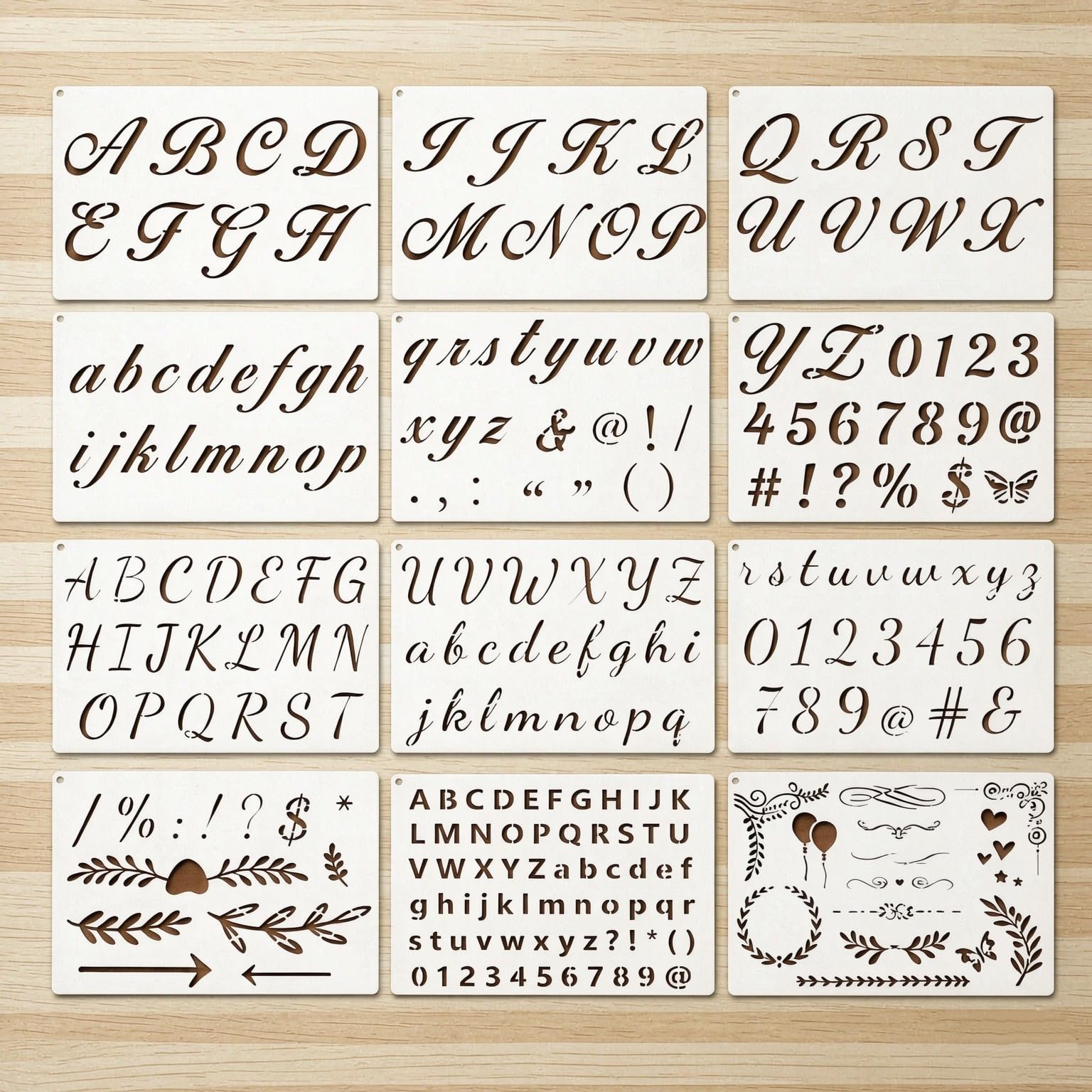LumaHaven 12 Pack Letter Stencils for Crafts Reusable