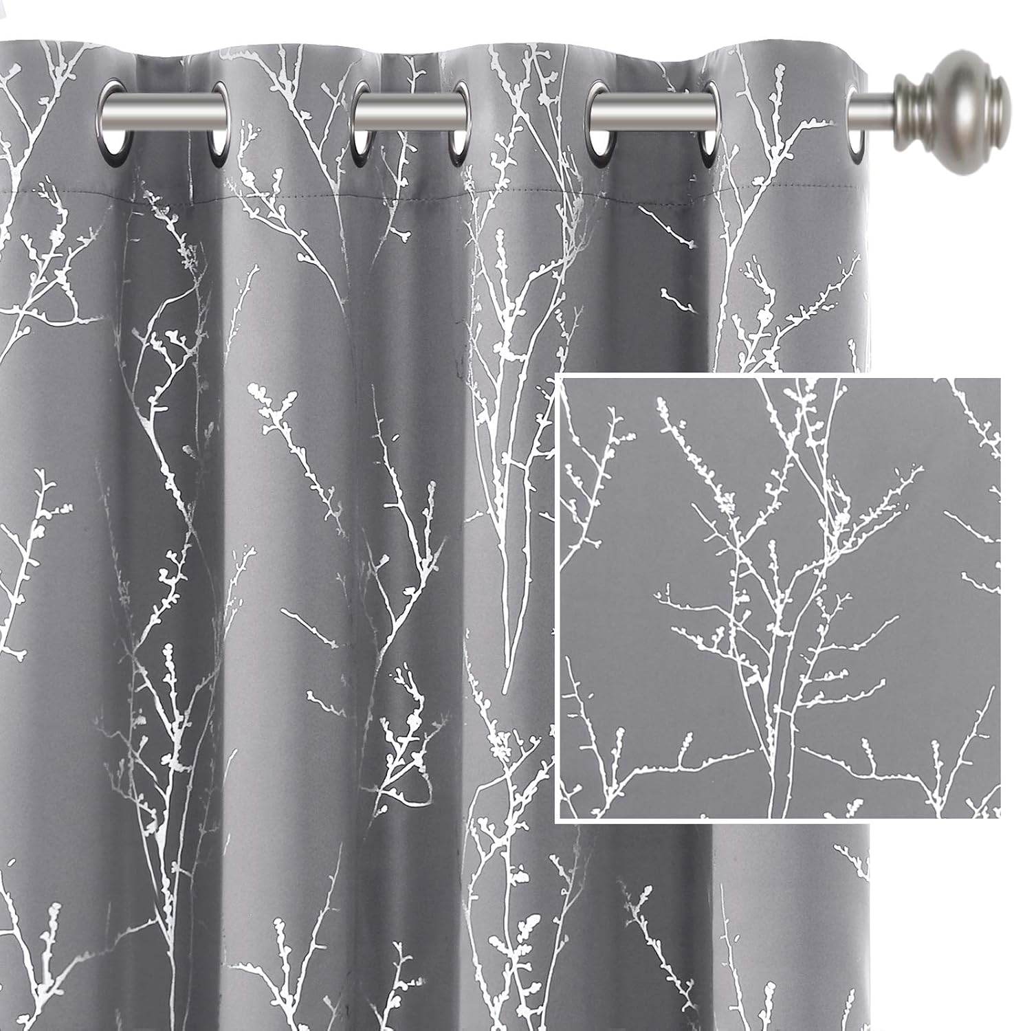 H.VERSAILTEX Blackout Curtains for Bedroom Foil Print Twig