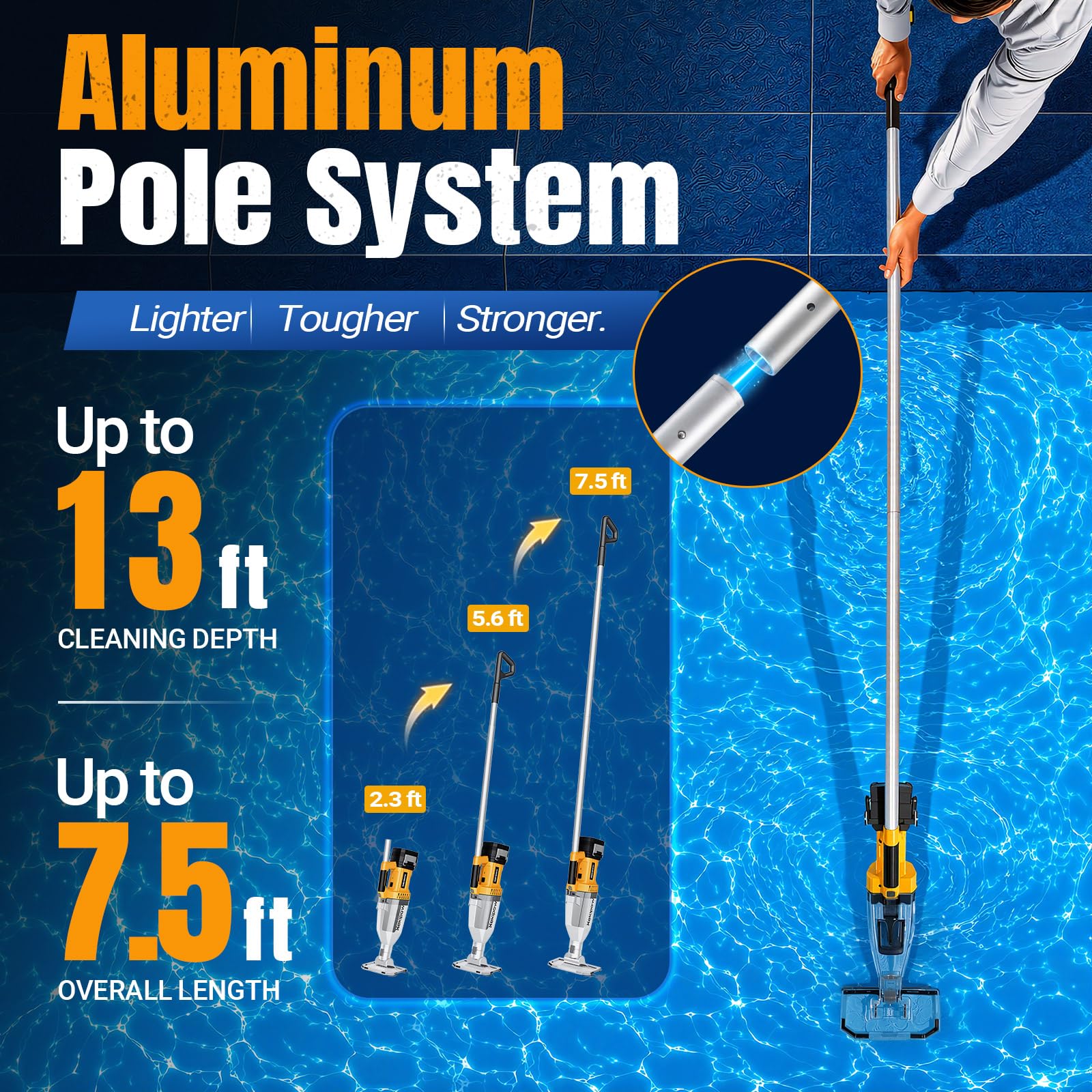 Aspiratore portatile senza fili per piscina compatibile con Dewalt, fuori terra | Piscina fuori terra, senza fili, portatile, compatibile con Dewalt, design portatile