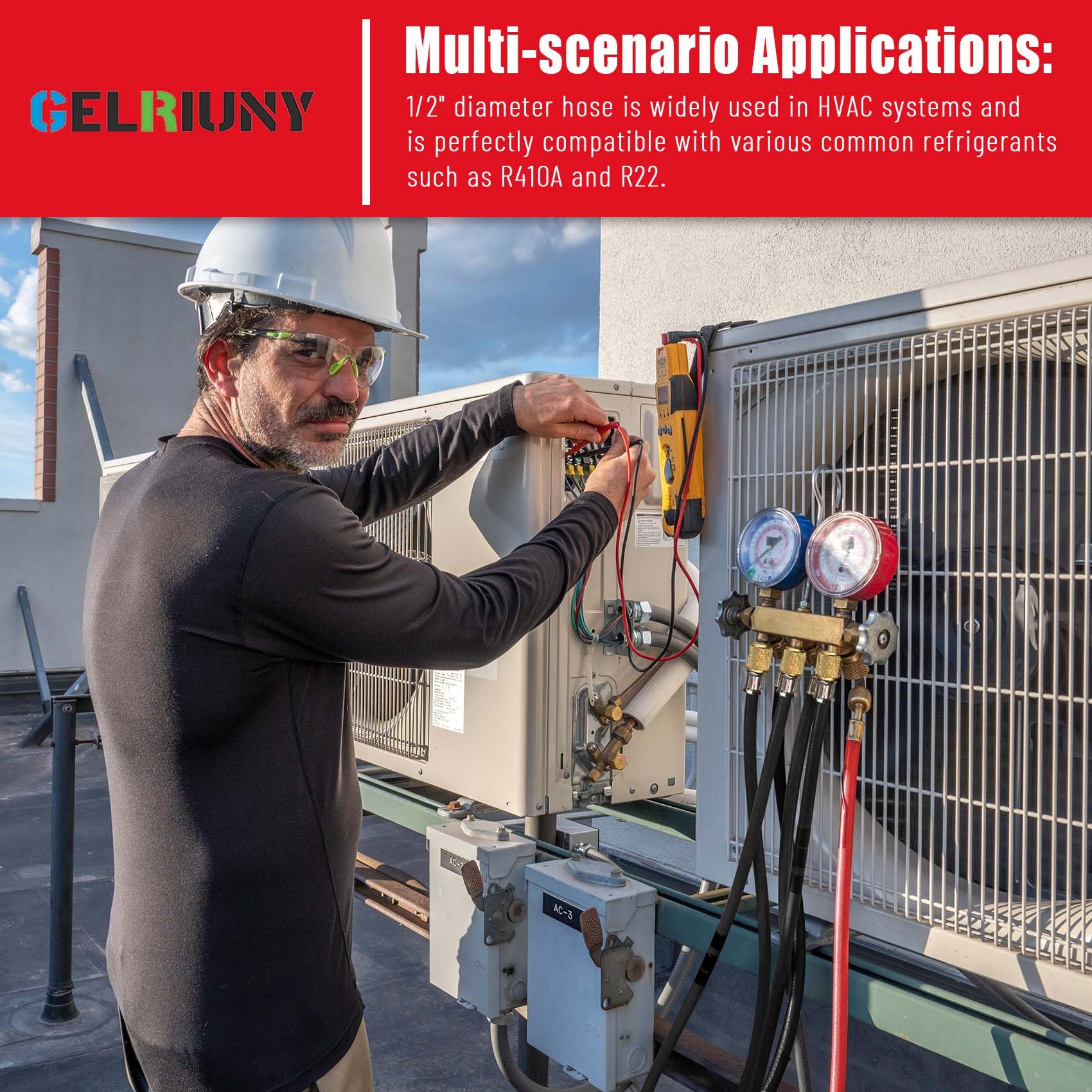 Manguera refrigerante certificada al vacío de alto flujo de 1/2 pulgada de diámetro interno, accesorios de 1/2 a 1/4 pulgadas, aspiradora de 20 micras, evacuación y recuperación más rápida de HVAC, 6