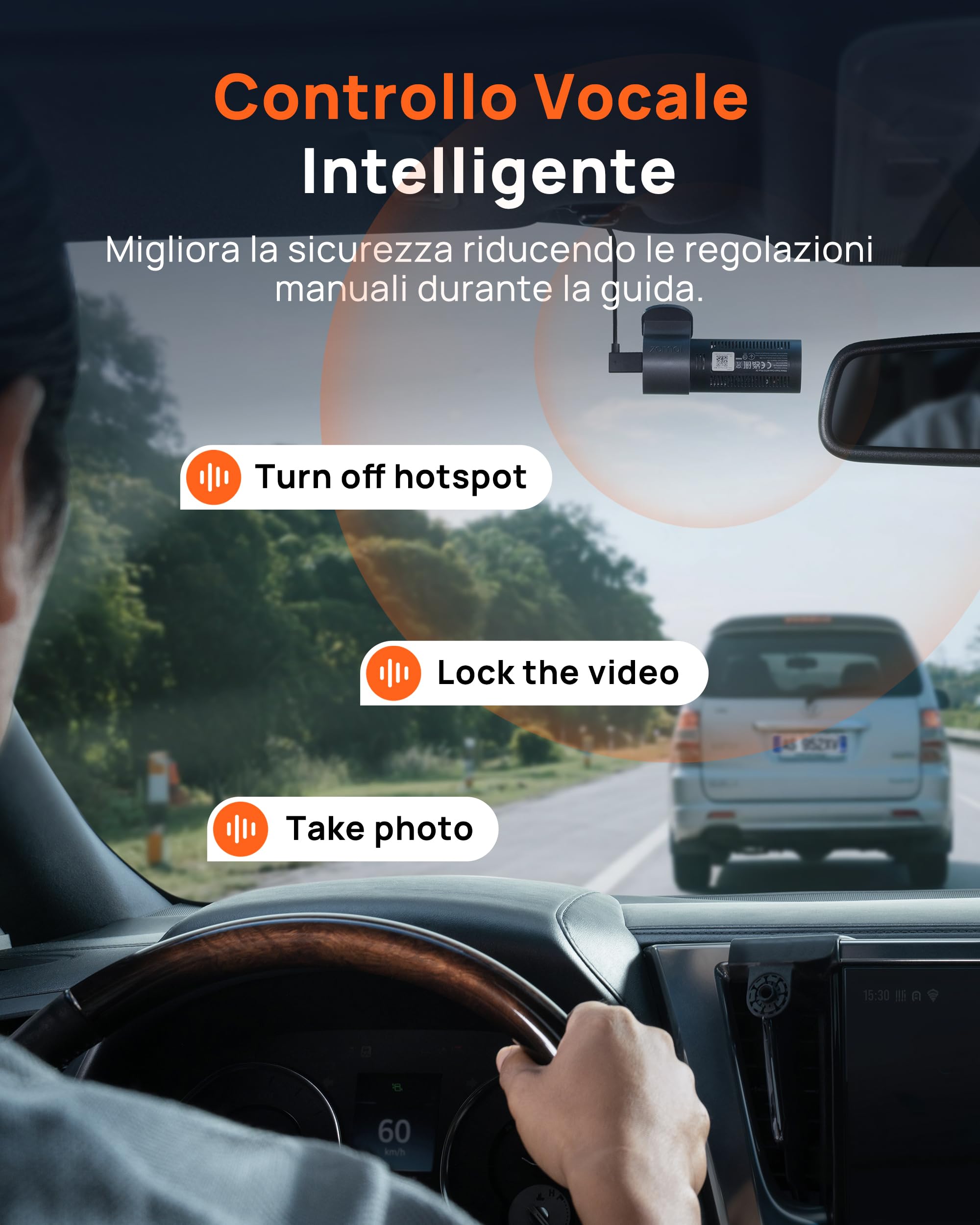 70mai Dash Cam M310 Plus 3K, 1620P Dashcam Auto, WiFi, Visione Notturna, Registrazione Time-lapse, WDR, Registrazione in Loop, Modalità Parcheggio, WiFi, APP, Max 256 GB