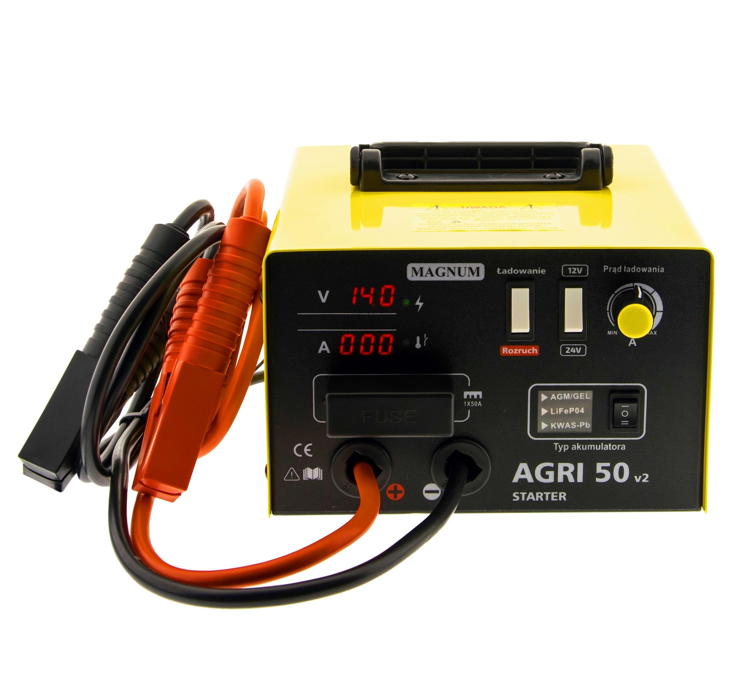 Magnum AGRI 50 v2 Starter – Caricabatterie con avviamento 12 V/24 V 50 A Booster per auto, camion, trattore – AGM, gel, LiFePO4 & Wet compatibile con Bestsalden.de