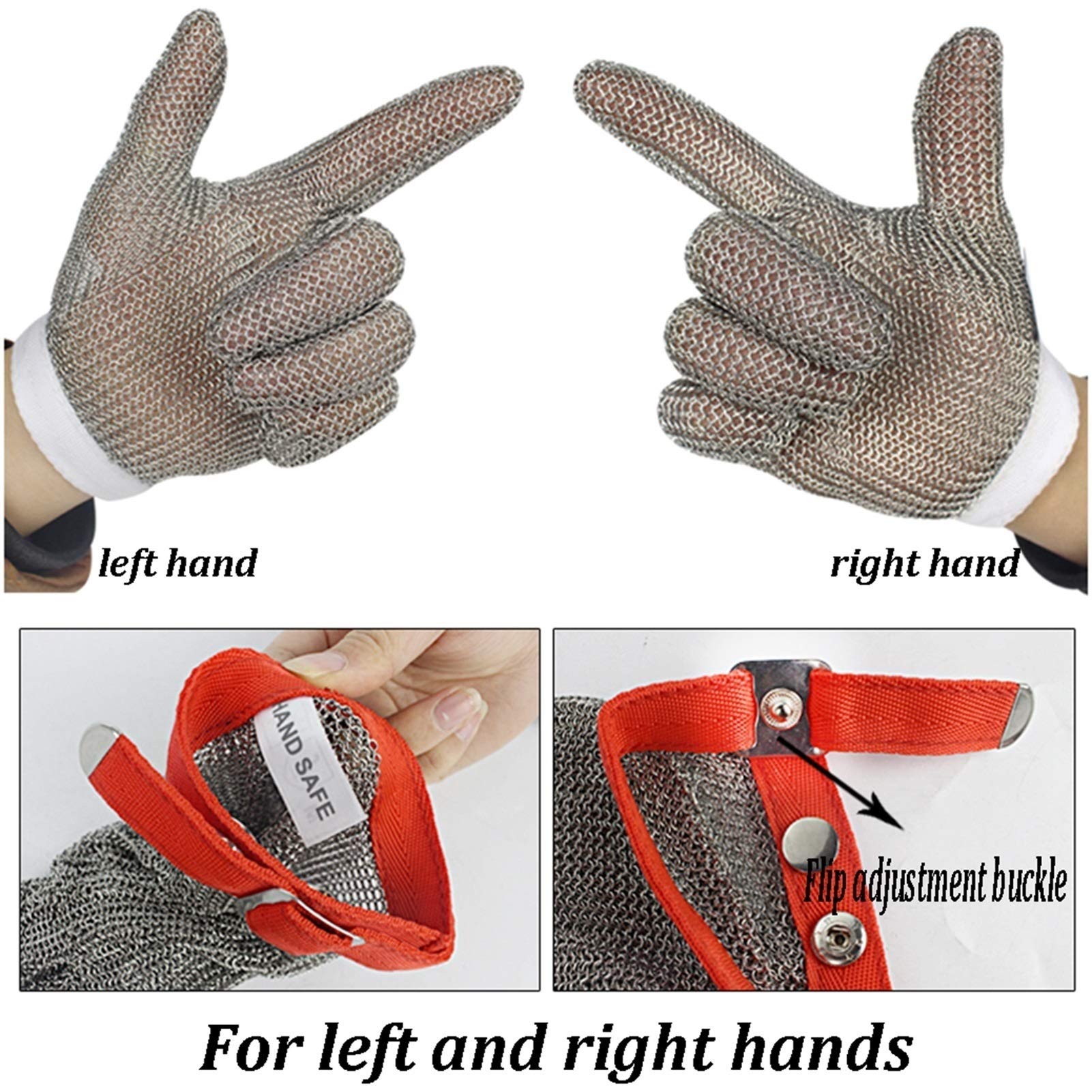 Guantes Anticortes, Guantes Resistentes a Cortes de Acero Inoxidable 304L, Nivel 5, protección de Seguridad para el hogar y la Cocina.
