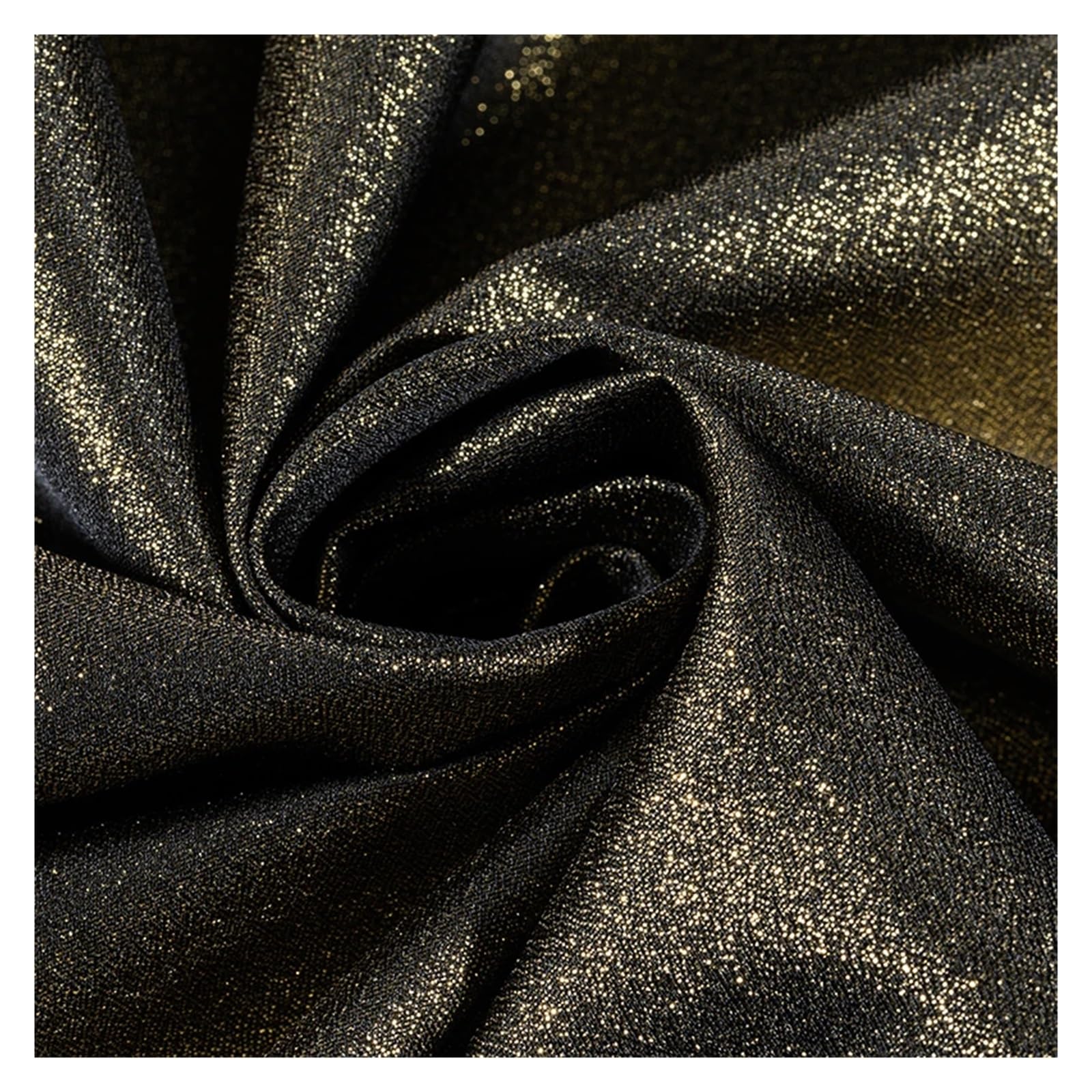Metaliczna błyszcząca, brokatowa tkanina | Wielokolorowy 150 cm x (0,5-10) m dla odzieży, akcesoriów, tapicerki, dekoracji: Scena(6 Black Gold,150CMX5M)