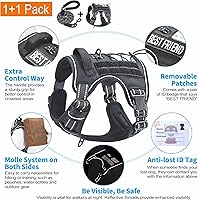 Vista 4 de Arnés táctico resistente para perros pequeños, arnés ajustable sin tirones para mascotas, arnés reflectante de servicio de entrenamiento