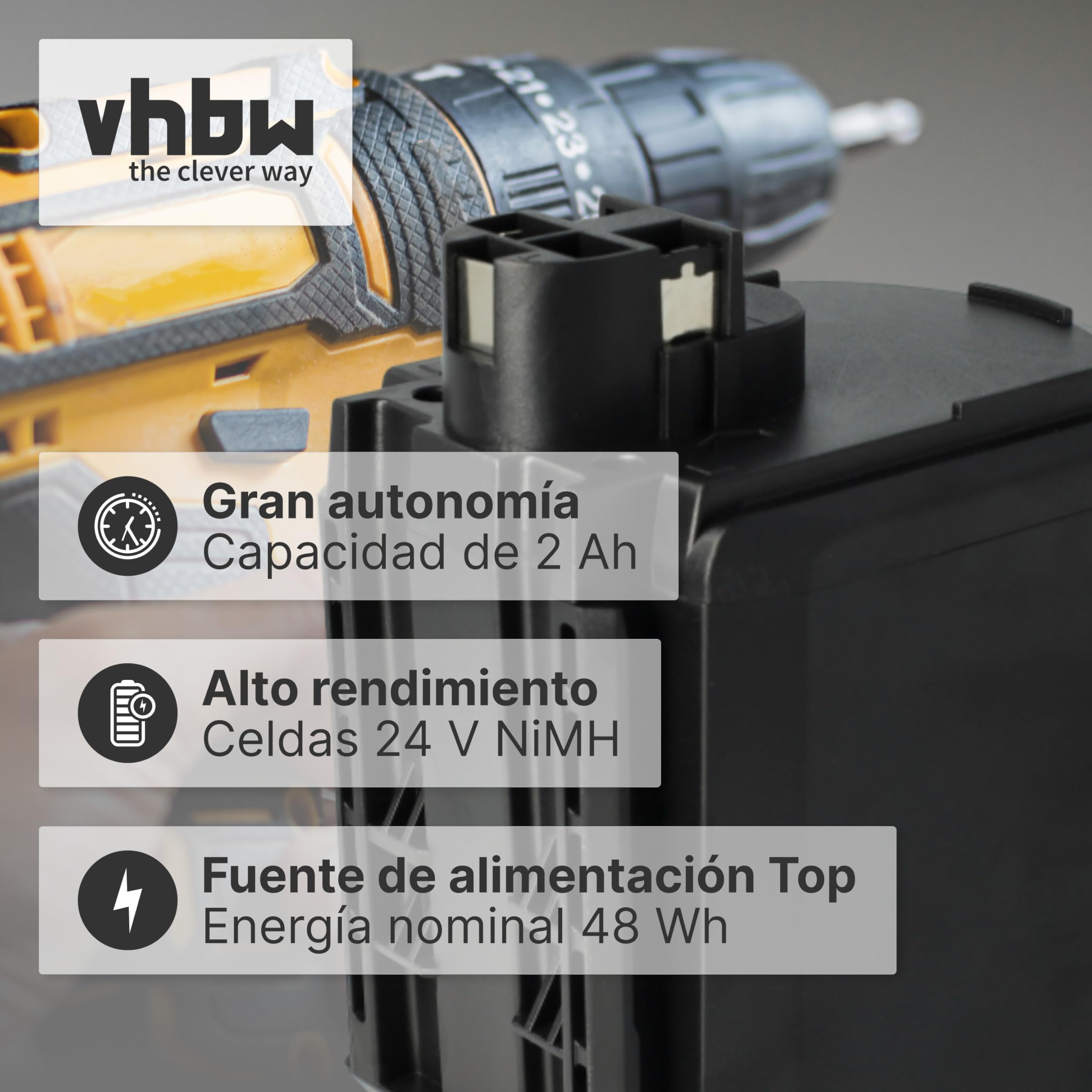vhbw Batería Recargable Compatible con Ramset DD524, DynaDrill 524, PA6-GF35, PAGF35 Herramientas eléctricas (2000 mAh NiMH 24 V)