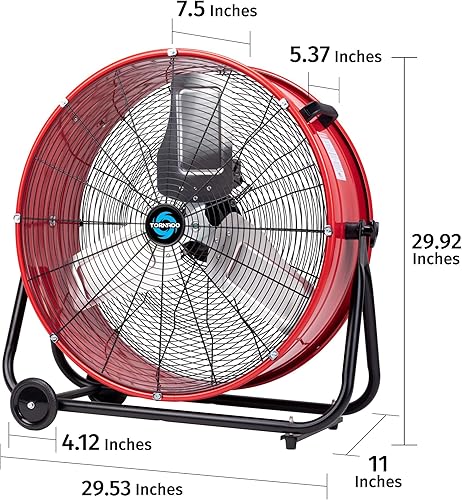 Miniatura 10 de Tornado Ventilador de piso de metal de alta velocidad de 20 pulgadas, potente refrigeración de 3 velocidades para espacios industriales, comerciales