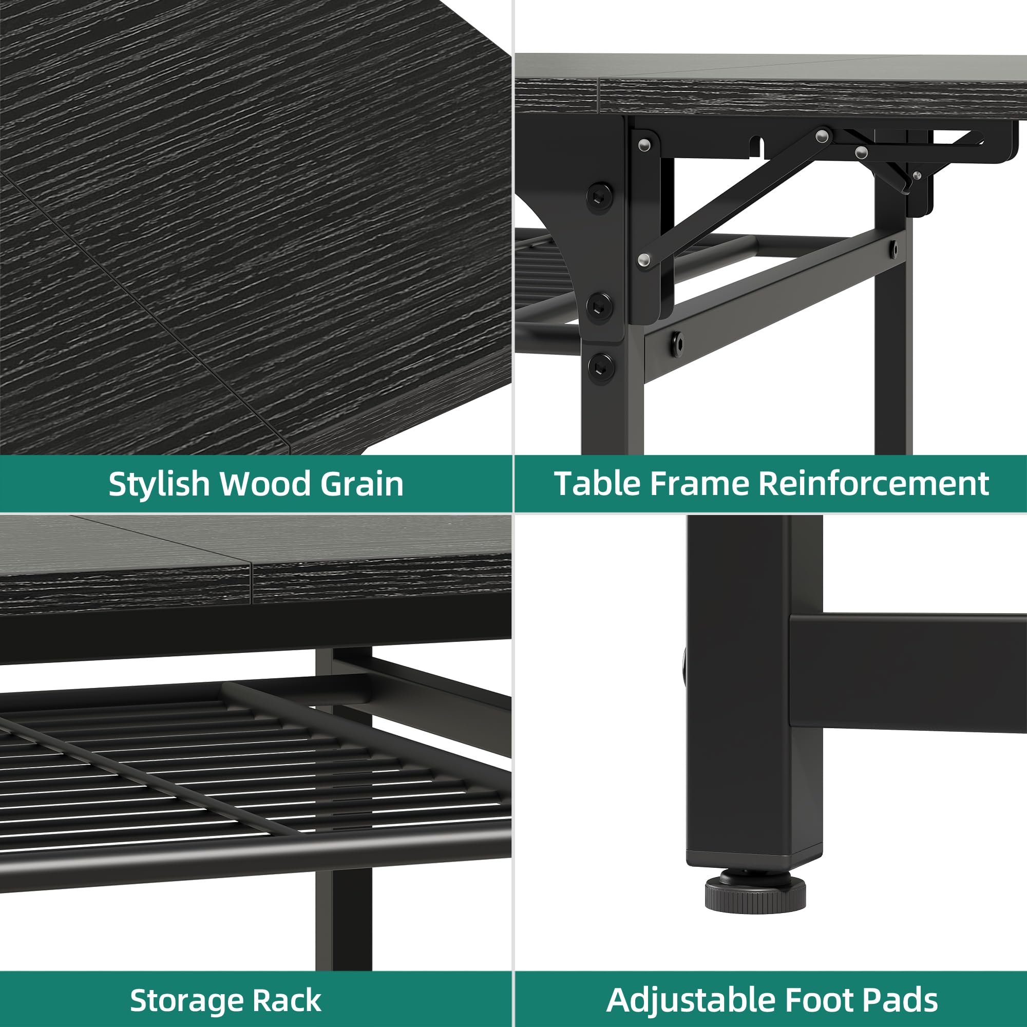 YITAHOME klappbarer Esstisch, ausdehnbarer Drop Blatttisch mit Aufbewahrungshalter und 4 verstellbaren Beinen, Sitzplätze für 2-6 Personen, 120 x 78 x 75cm, schwarz