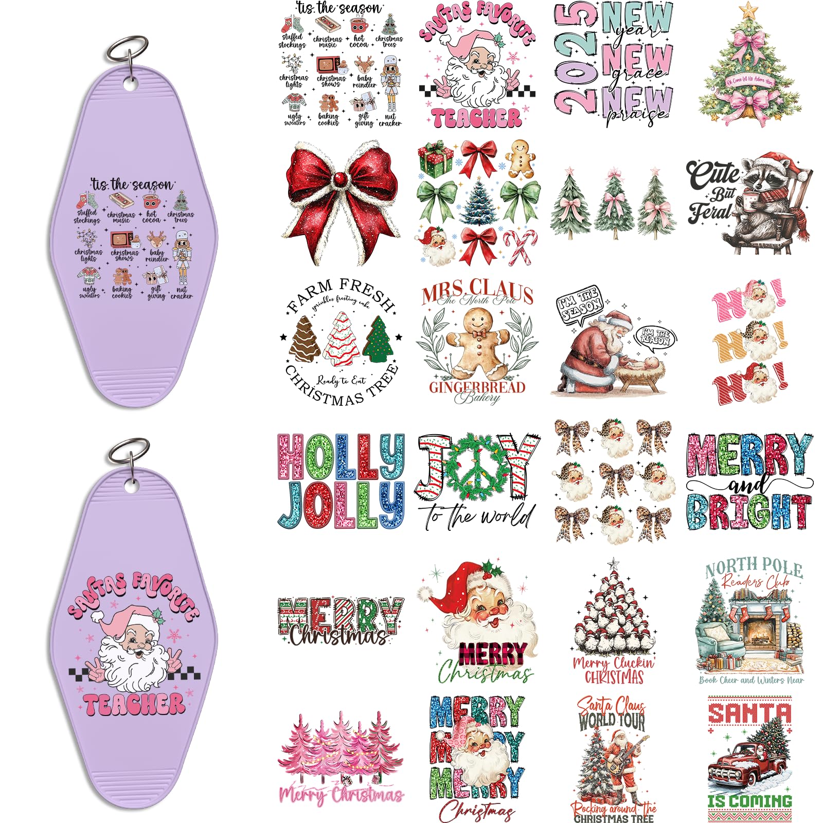 48 Pcs UV DTF Stickers Christmas Bundle Sticker for Keychain