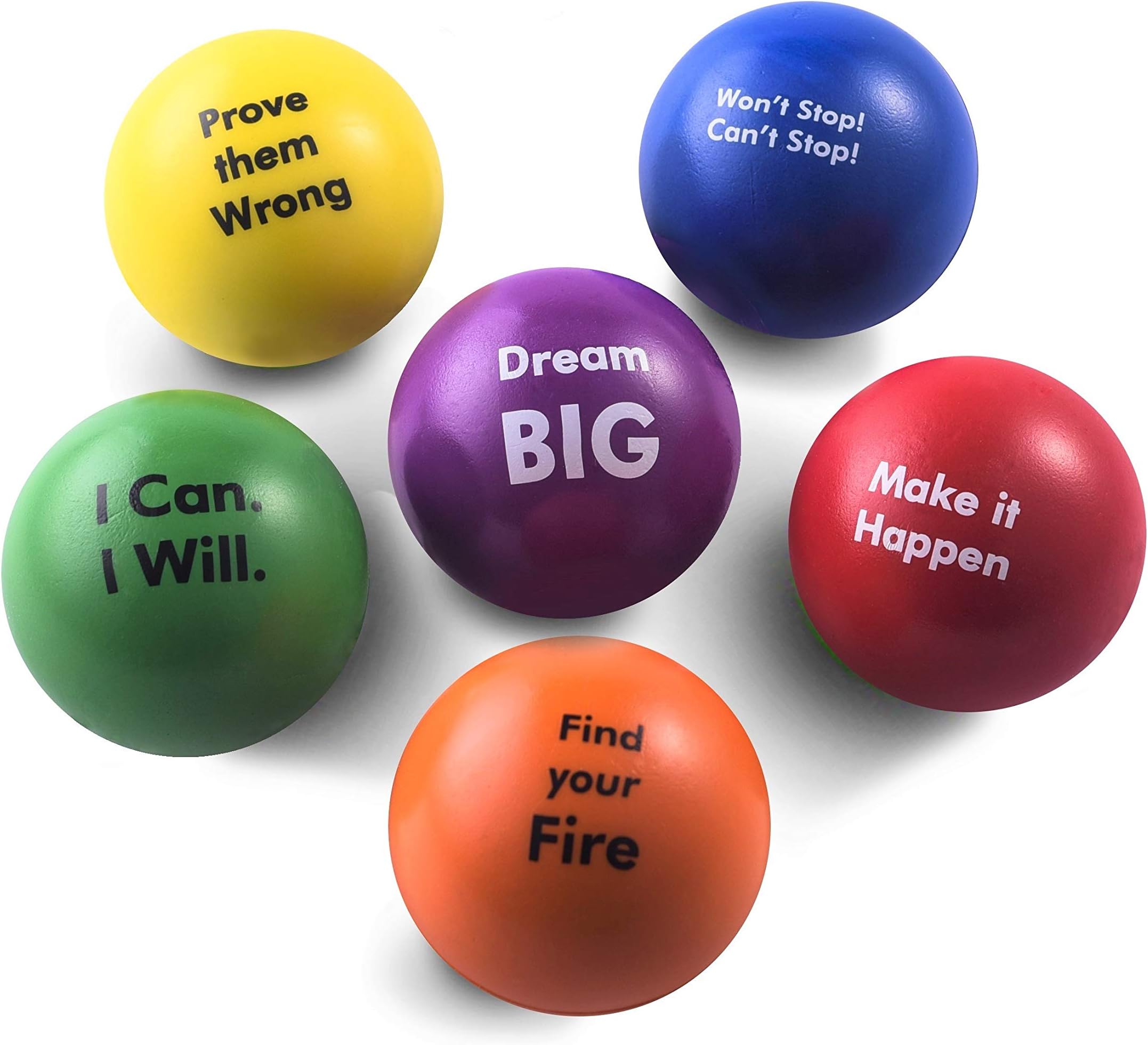 Pure Origins | Motivational Stress Balls | Hand Exercise|Gift 6-Pack |Fidget Accessory for Stress Relief, Special Needs, Concentration, Anxiety, Motivation, ADHD, Autism and Team Building (Spirit)