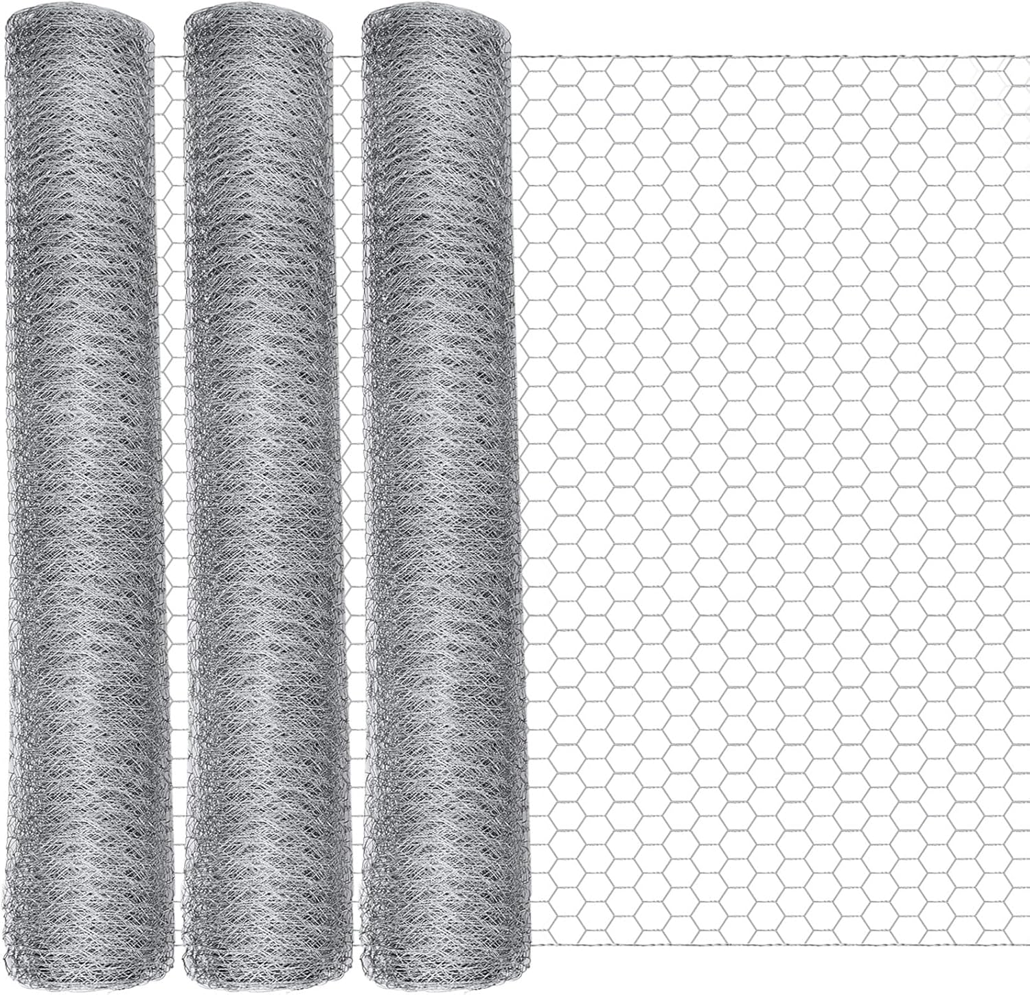 36 in x 300 ft Chicken Wire Mesh Fencing for Floral Garden, 23 Gauge Silver Galvanized Steel Wire, 1 Inch Hexagonal Hardware Cloth Netting for Farm Crafts Poultry Coop Barrier Rabbit Cage