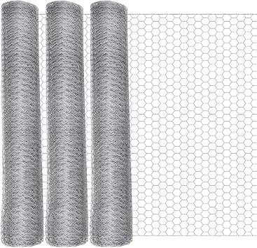 GlikCeil 36 in x 300 ft Chicken Wire Mesh Fencing for Floral Garden, 23 Gauge Silver Galvanized Steel Wire, 1 Inch Hexagonal Hardware Cloth Netting for Farm Crafts Poultry Coop Barrier Rabbit Cage