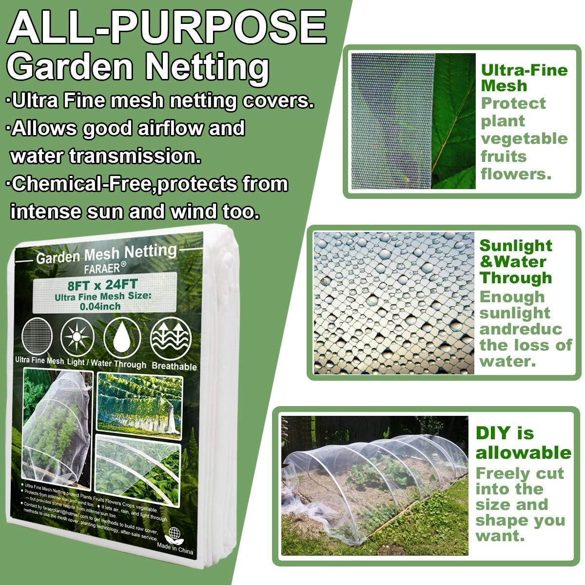 Plant Covers with Garden Mesh Netting Plants Frost Protection Row Cover and Netting Screen Barrier Vegetable Fruits Protection