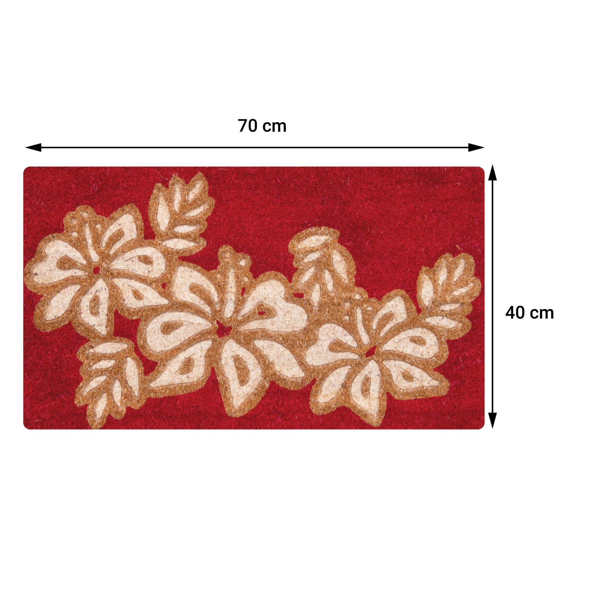 Comart - Felpudo Coco Rio - Antideslizante - 40x70 - Flores Rojas