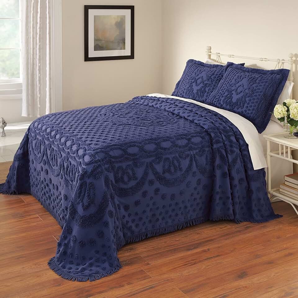 blue chenille bedspread