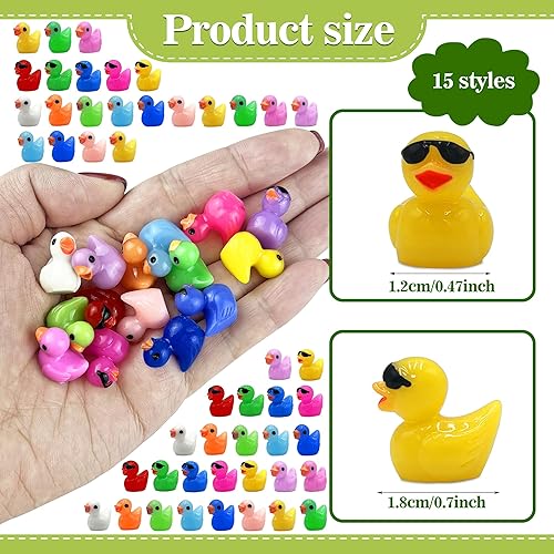 Miniatura 2 de HAVAGDTM 100 piezas de mini patos en miniatura con gafas de sol para jardín, paisaje, acuario, casa de muñecas, bricolaje, proyecto escolar,