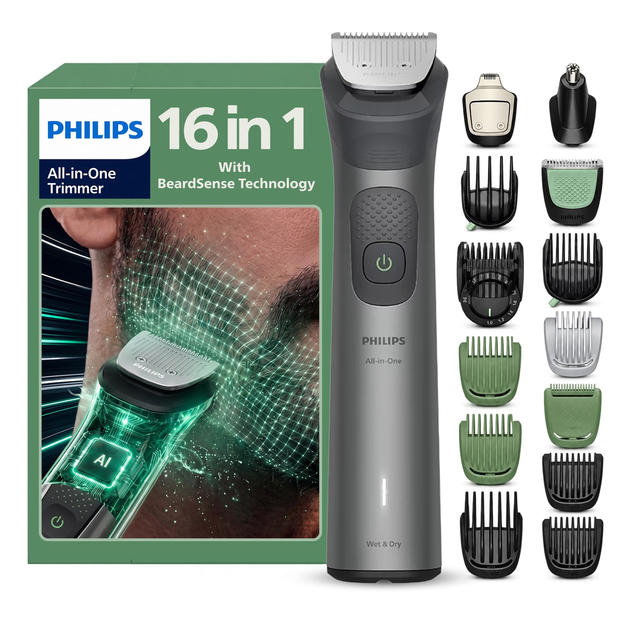 Philips India's No.1 Men's Trimmer | 16-in-1 Trimmer : Face,Head,Body 
