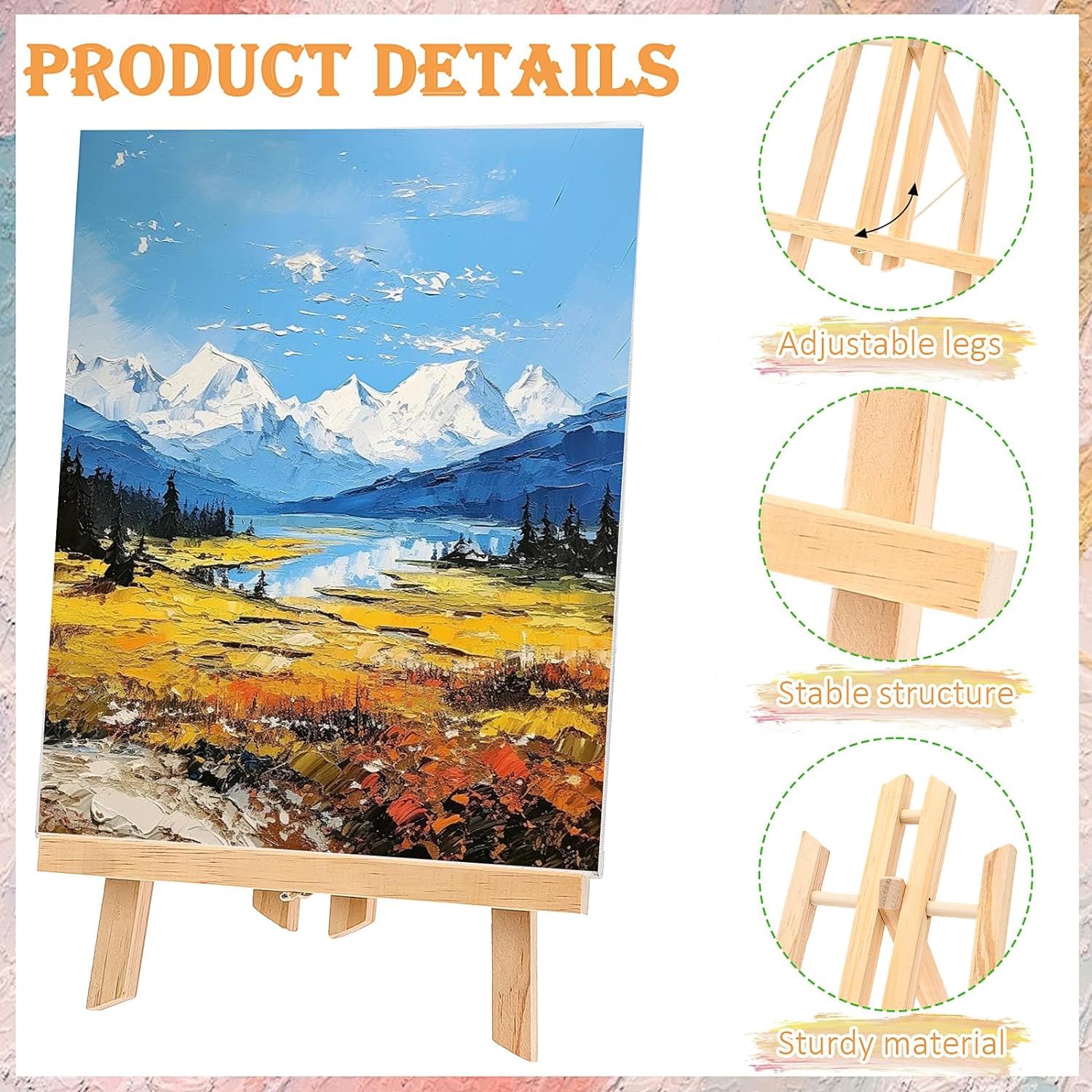 Kit de pintura 78 piezas con 6 caballetes 6 lienzos 20x25cm 60 pinceles 6 paletas para pintura acrílica aceite acuarela fiesta artística