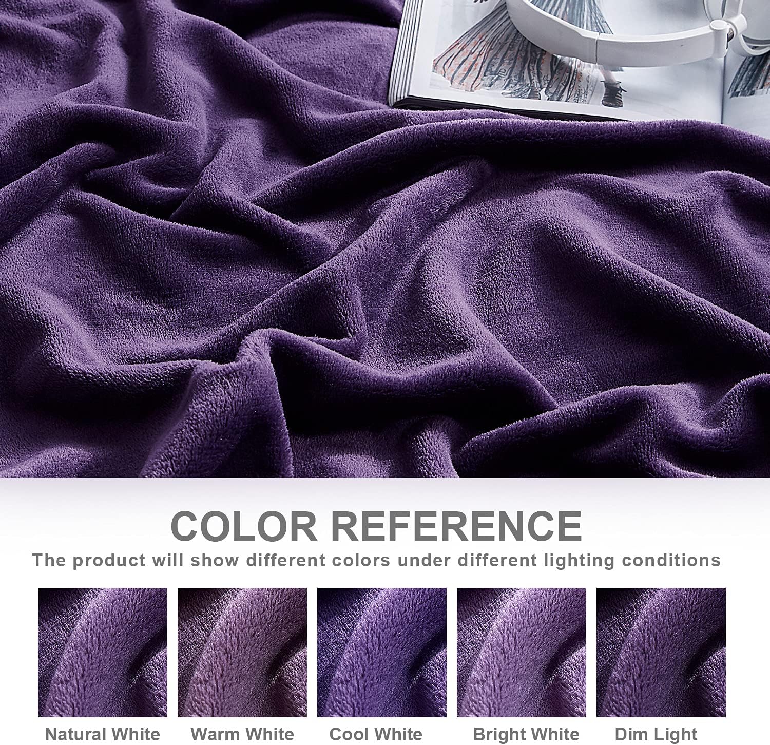 Hansleep Fleece Queen Blanket for Bed Fleece Purple, Queen Size Super Soft Flannel Fuzzy Plush Cozy Blanket for All Seasons, Purple, Queen 90x90 Inches - Image 4