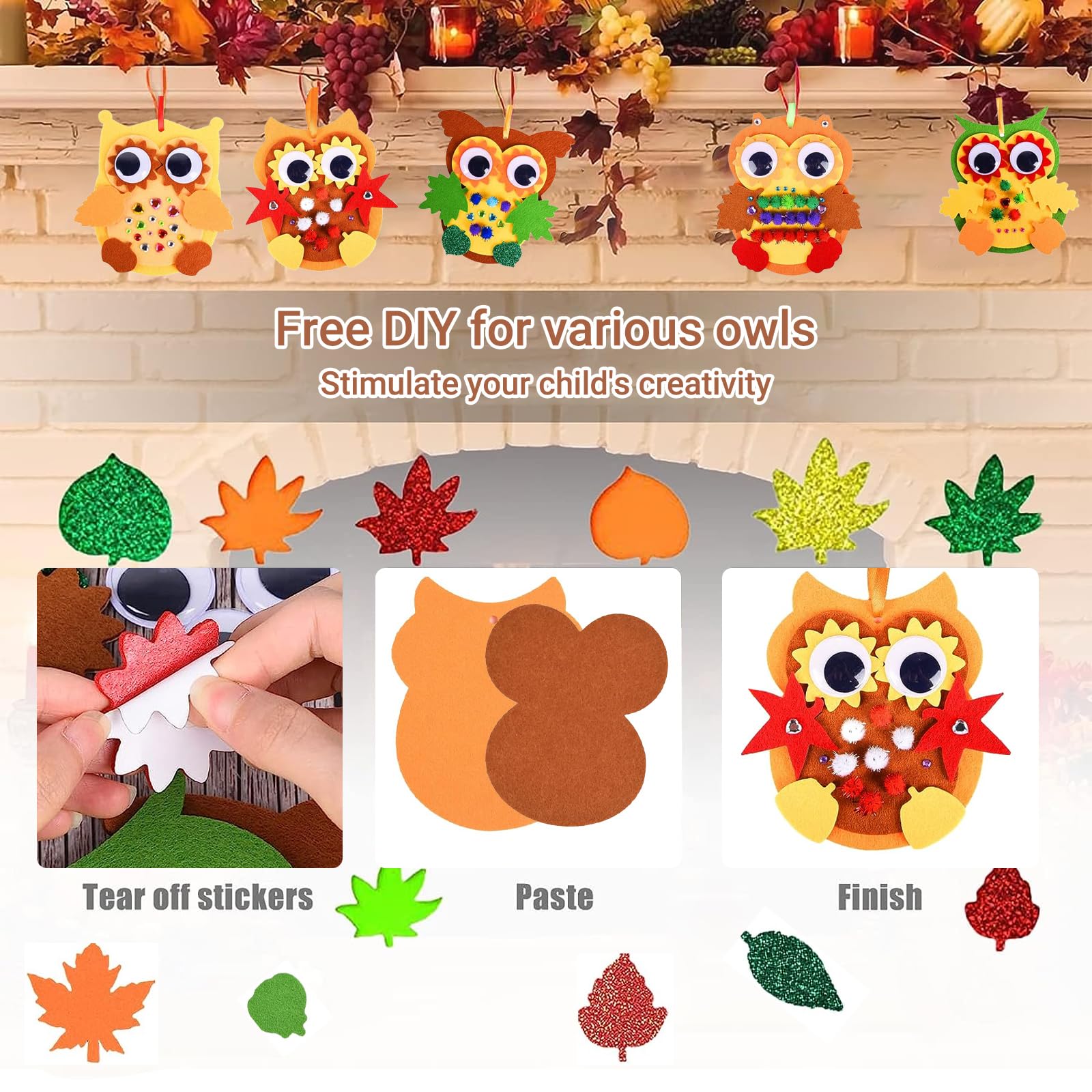 Kit D'artisanat Hibou En Mousse - 24 Pièces - Activité Manuelle Automne/Thanksgiving - Pour Enfants - Loisir Créatif DIY