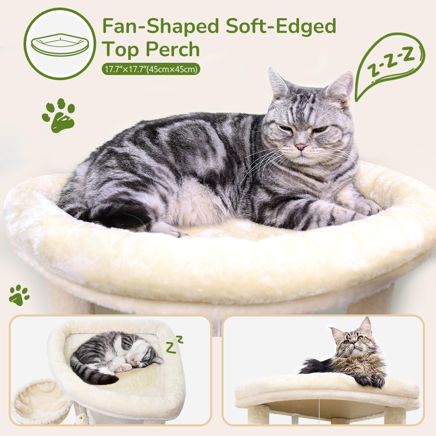 Globlazer Krabpaal, hoek, cactus, groen, hoekkrabpaal, stabiel, hoog, 130 cm, met groot kattenhuis, sector, gevoerd platform, hangmat, zachte mand, kattenboom voor 2-4 volwassenen katten (C51, groen