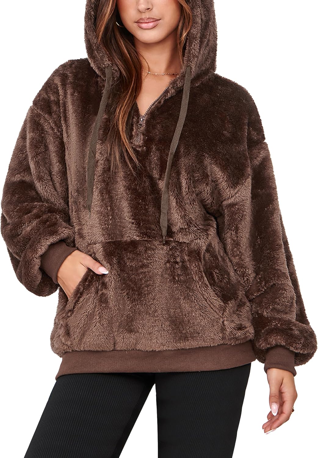 NIeyook Sherpa Fleece Hoodies for Women Fuzzy Oversized Zip up Hoodie with Pockets Casual Pullover Hooded Sweatshirt