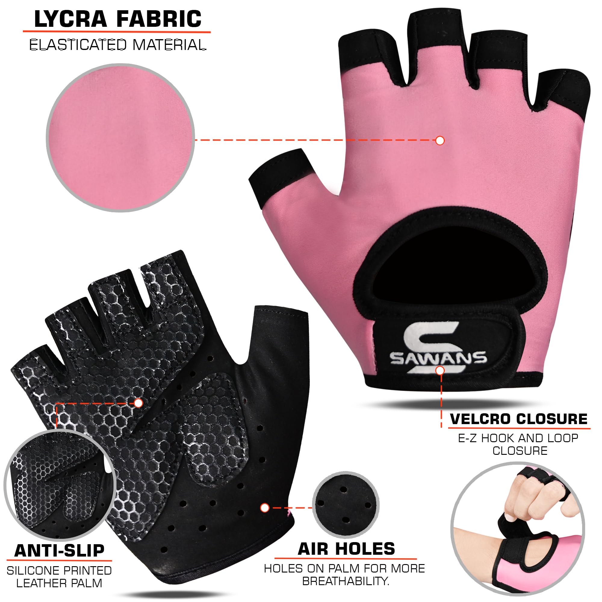 SAWANS Guanti da sollevamento pesi Guanti da palestra da uomo e donna per allenamento antiscivolo traspiranti guanti da donna allenamento in silicone imbottito Grip protezione palmo esercizio fitness