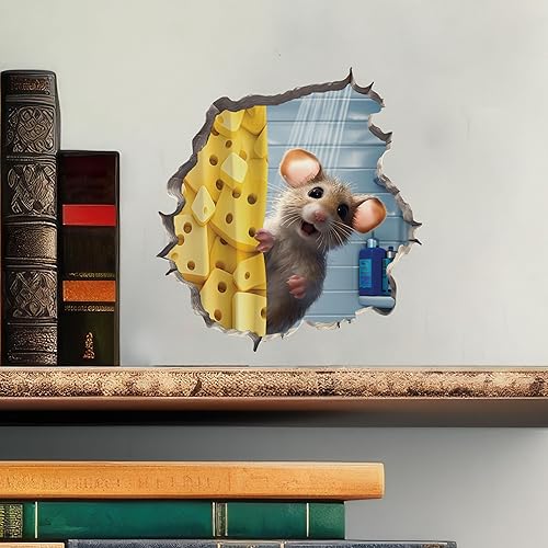 Miniatura 2 de Calcomanía de pared 3D con agujero de ratón para ducha con agujero de ratón