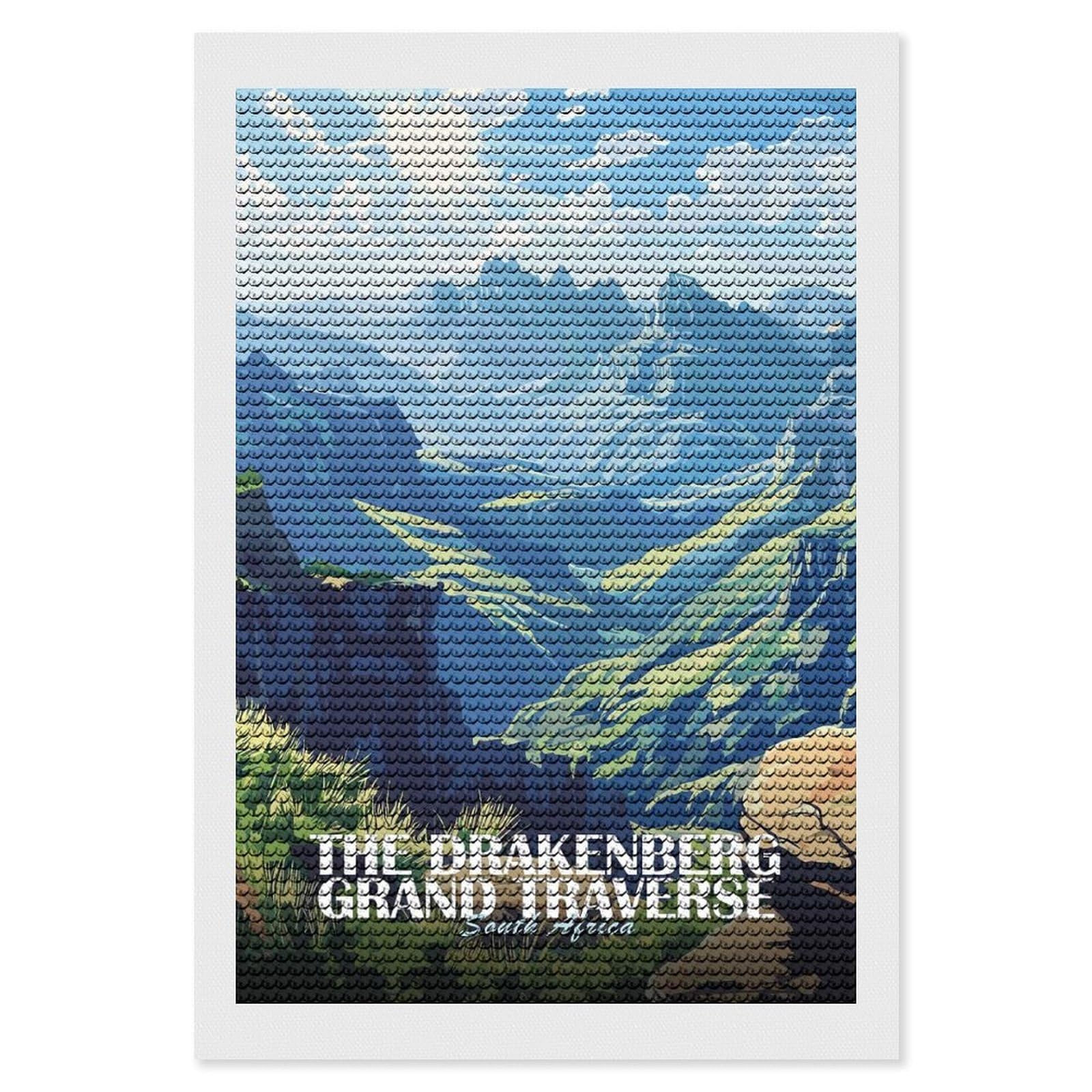 Junmoney Drakensberg Grand Traverse South Africa DIY Diamond Art Canvas Kit 8"x12", Adhesive Canvas, Easy to Enjoy, Farmhouse Decor, Festive Craft Gift