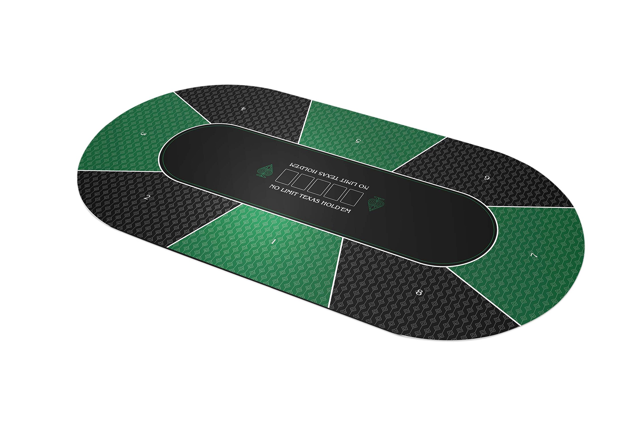 Tappeto da Poker ovale Texas Holdem verde 160 x 80 cm 8 posti. Fabbricazione francese.
