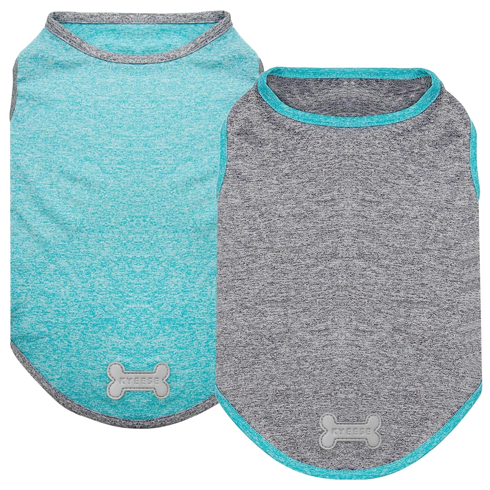 KYEESE 2 Pack Sun Protection Dog Shirts Quick Dry Soft Stretchy Dog T-Shirts with Reflective Label Tank Top Sleeveless Vest Pet Clothes for Small Medium Pet, Large, Grey+Blue